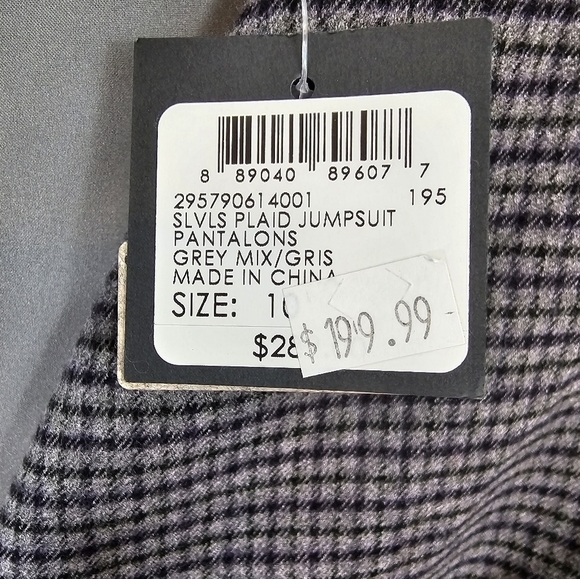Grey plaid sleeveless jumpsuit Club Monaco in size 10 business casual career NWT - Picture 5 of 7